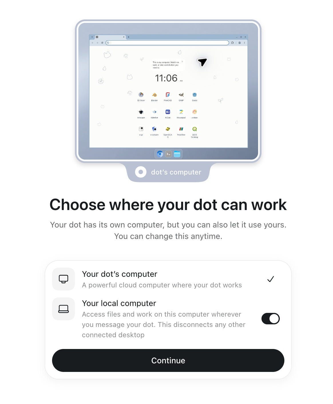 OpenAI Dots workspace and file access settings