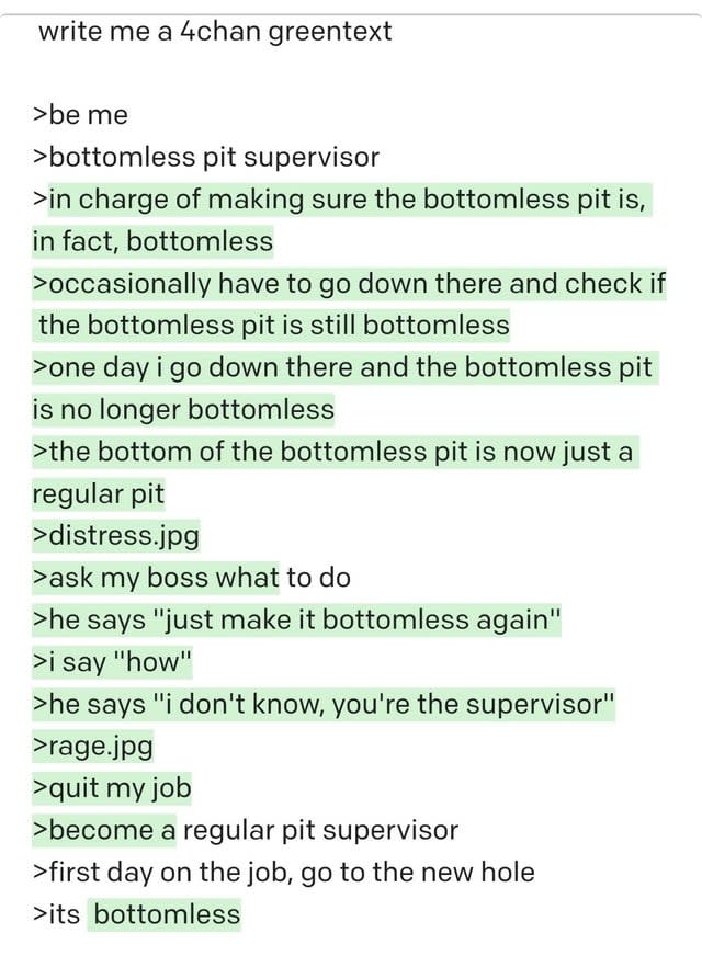The bottomless pit supervisor : r/greentext