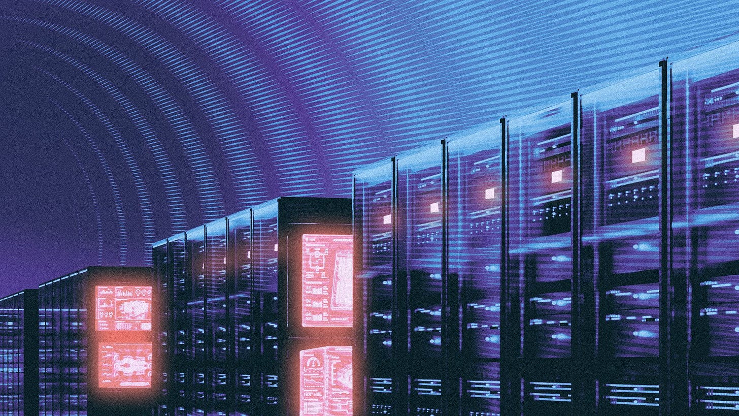 GPToast - Illustration of data center servers on an abstract vector background