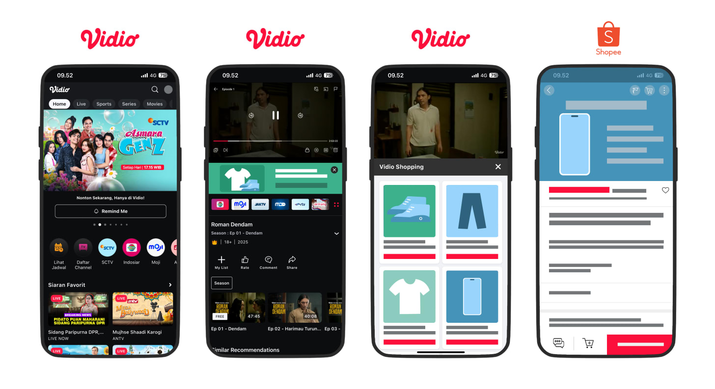 Gandeng Shopee, Vidio Luncurkan Fitur Belanja Langsung di Layar