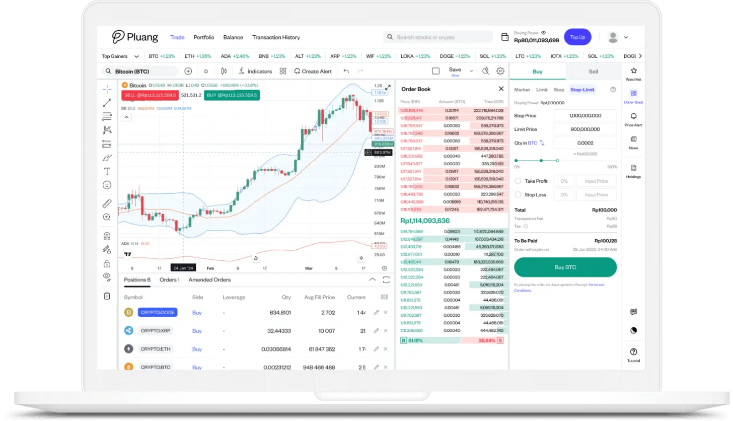 Banner promosi di aplikasi trading Pluang
