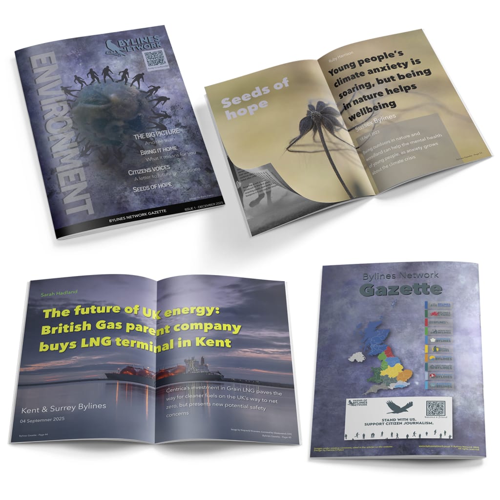 The December Bylines Network Gazette - showing its cover and contents page