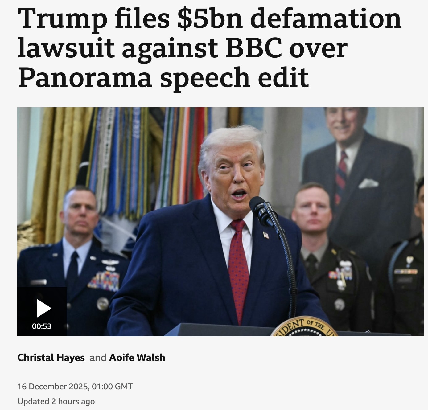 Trump files $10bn defamation suit against BBC  Arabian Post
