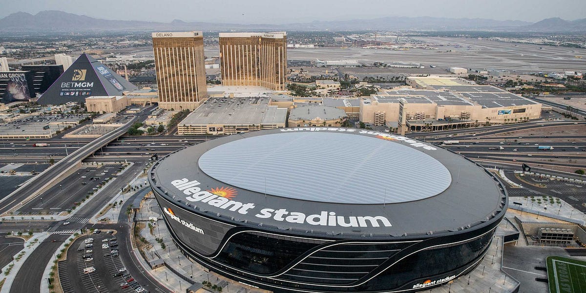 Allegiant Stadium — Las Vegas aerial stadium photograph for large-venue MEP planning