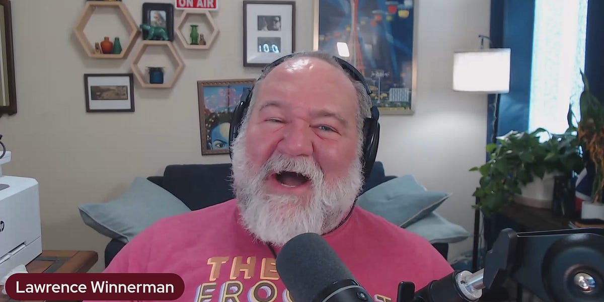 Labeled Lawrence Winnerman video still from a source broadcast