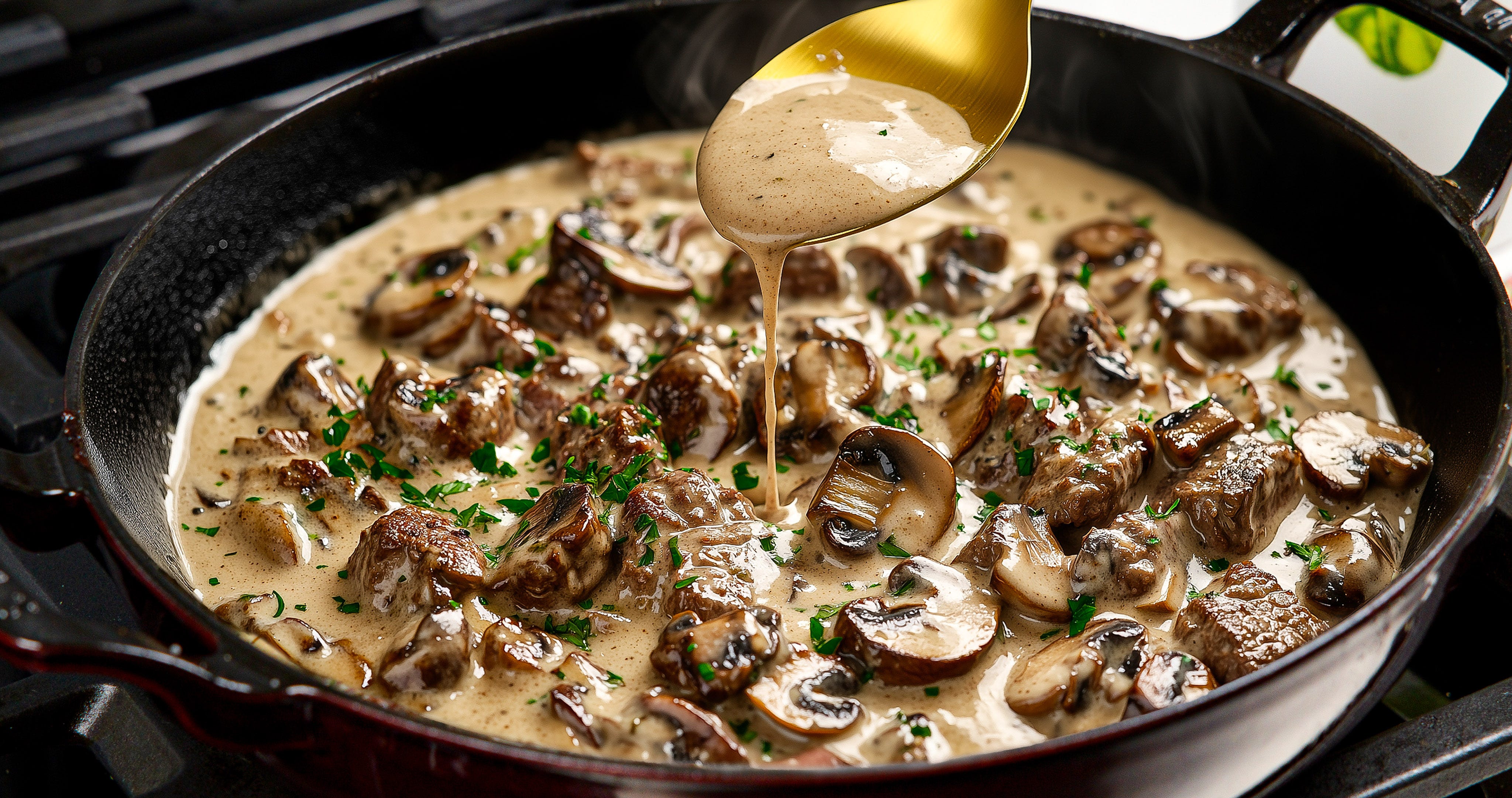 Easy Creamy Garlic Beef and Mushroom Recipe - by Sophie