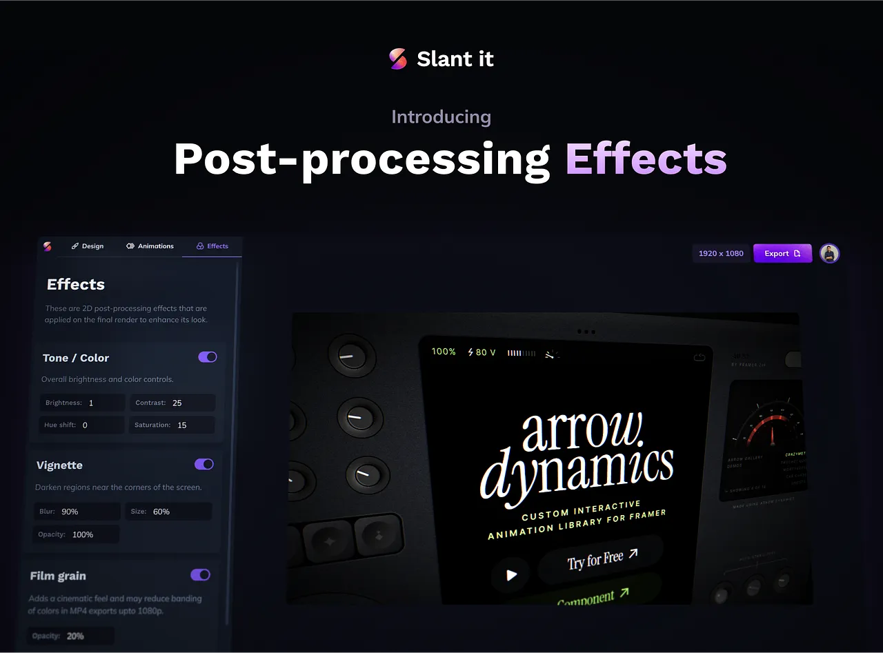 One last feature drop for Slant it in 2023 – Post processing effects