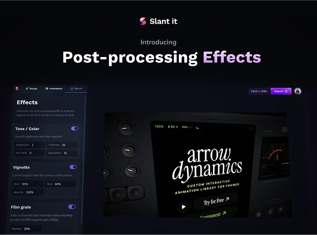 One last feature drop for Slant it in 2023 – Post processing effects
