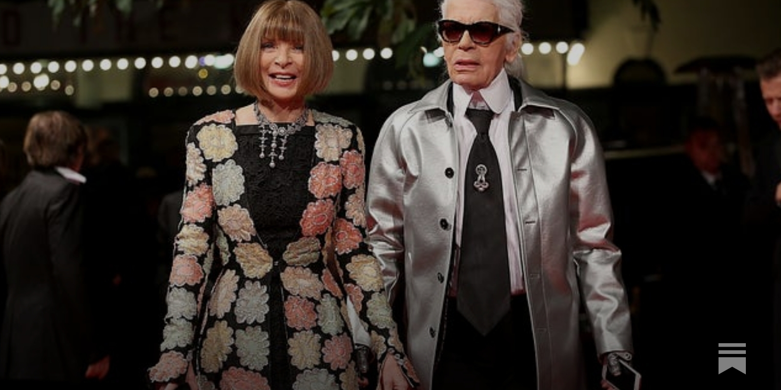 Anna Wintour and Karl Lagerfeld arriving at the Louis Vuitton art