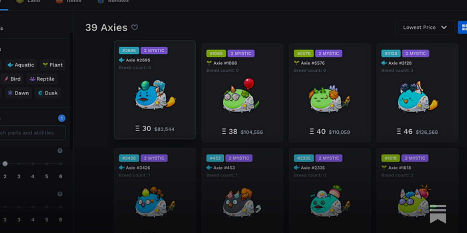 Axie Infinity MarketPlace  50 speed newly hatched bd lason dusk