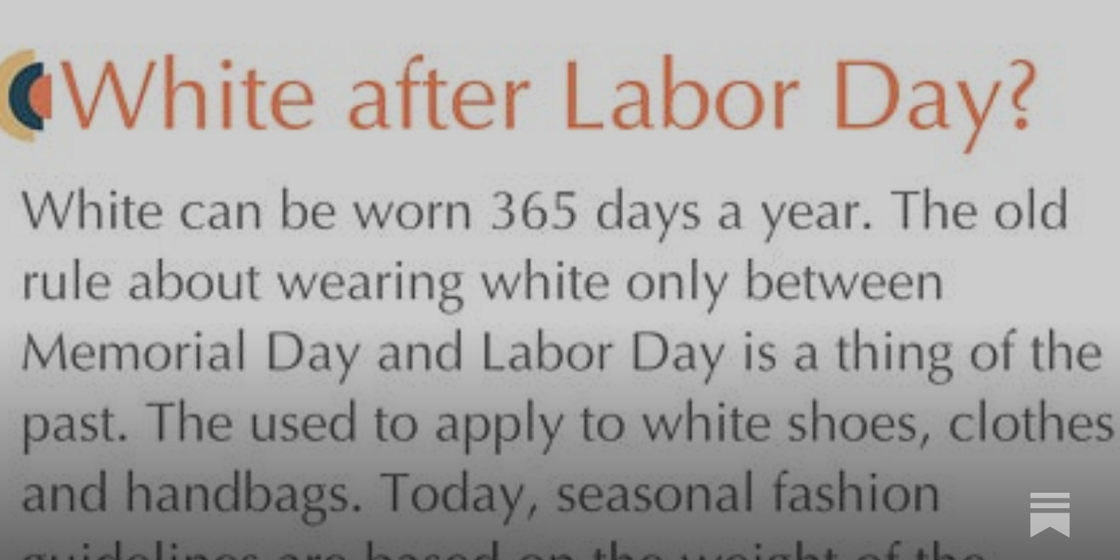 Wearing White After Labor Day — Emily Post