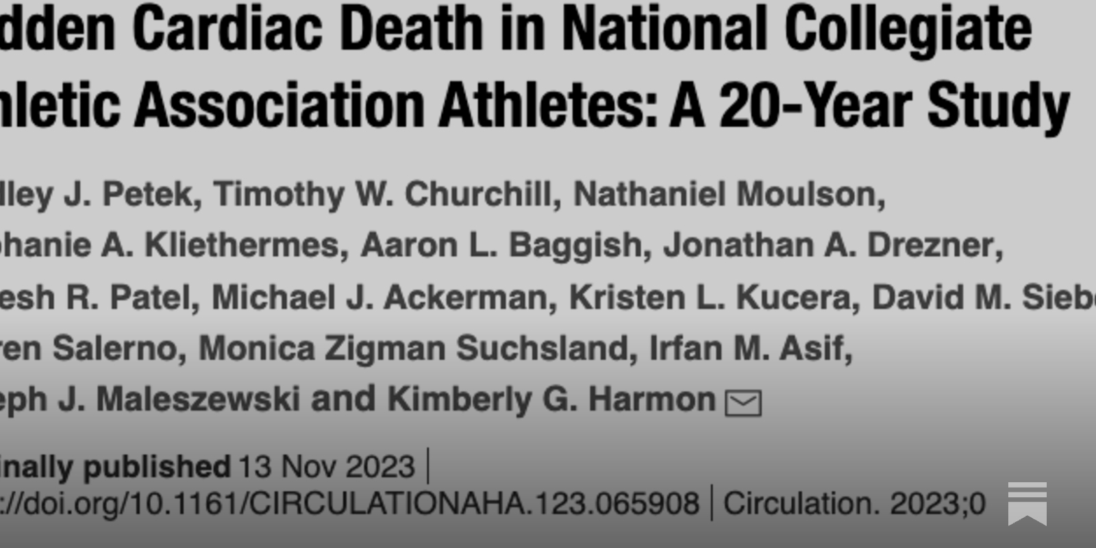 Sudden Cardiac Death in College Athletes