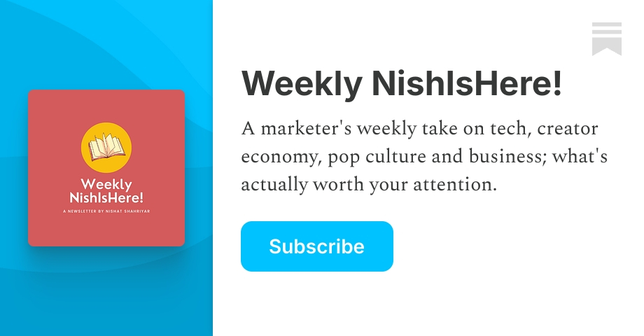 Weekly NishIsHere! | Nishat Shahriyar | Substack
