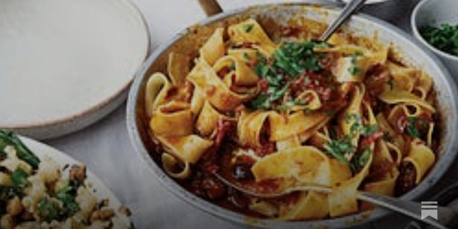 Papardelle with rose harissa black olive & capers recipe