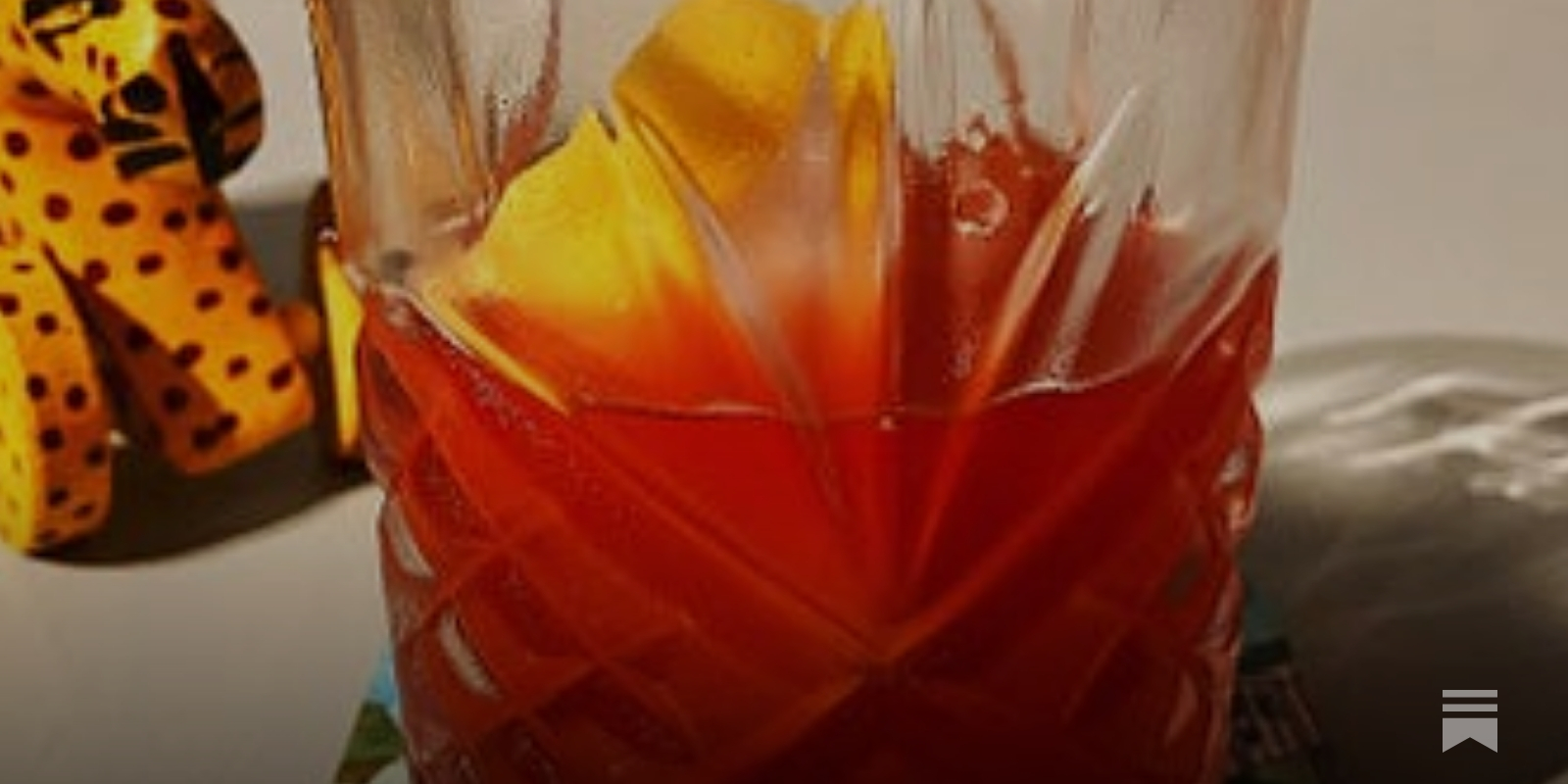 Negroni with Big Ice Cube and Saffron on Top in Vintage Glass Stock Image -  Image of vintage, whiskey: 217568501