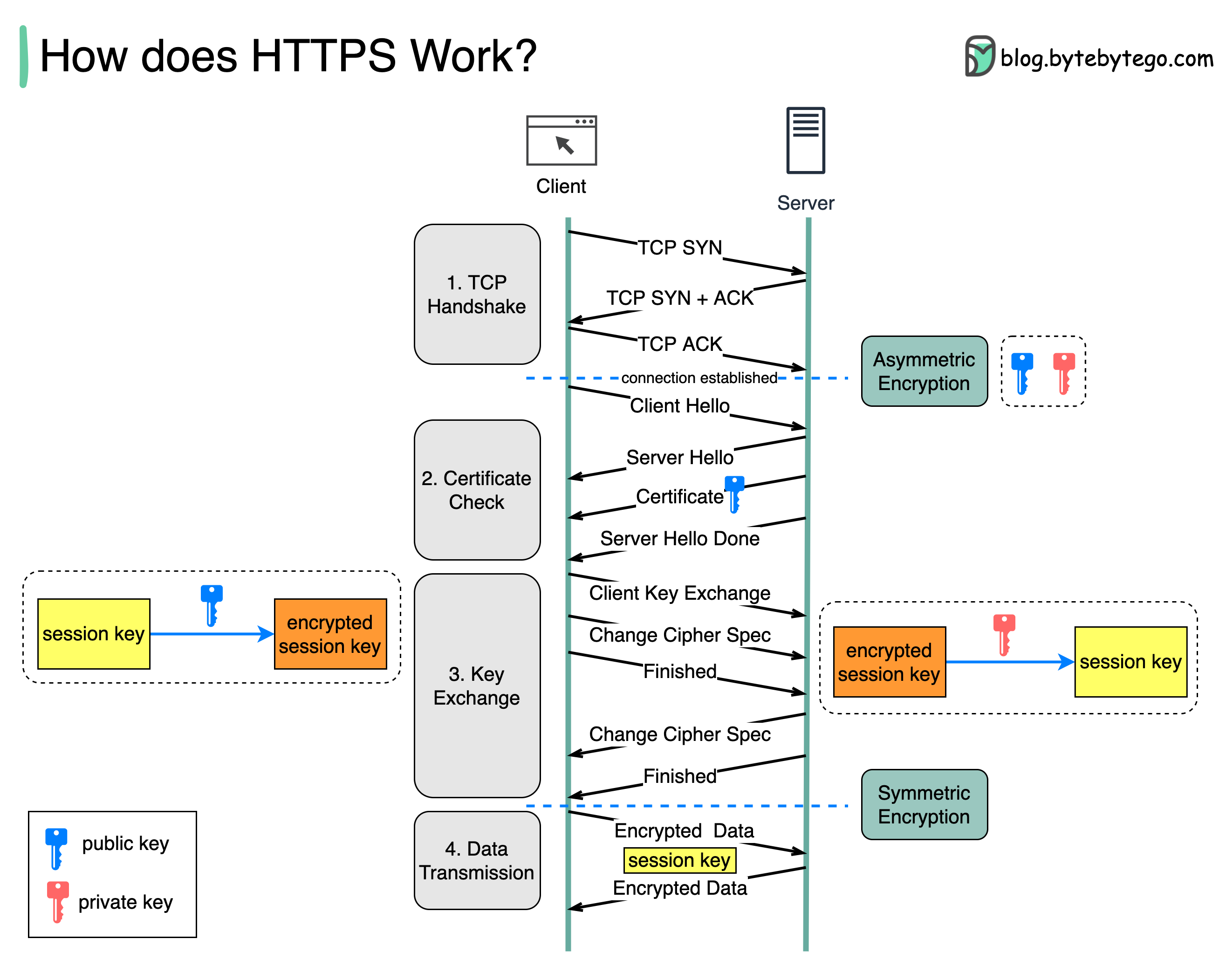 HTTPS 通信过程（不含 TCP 挥手）