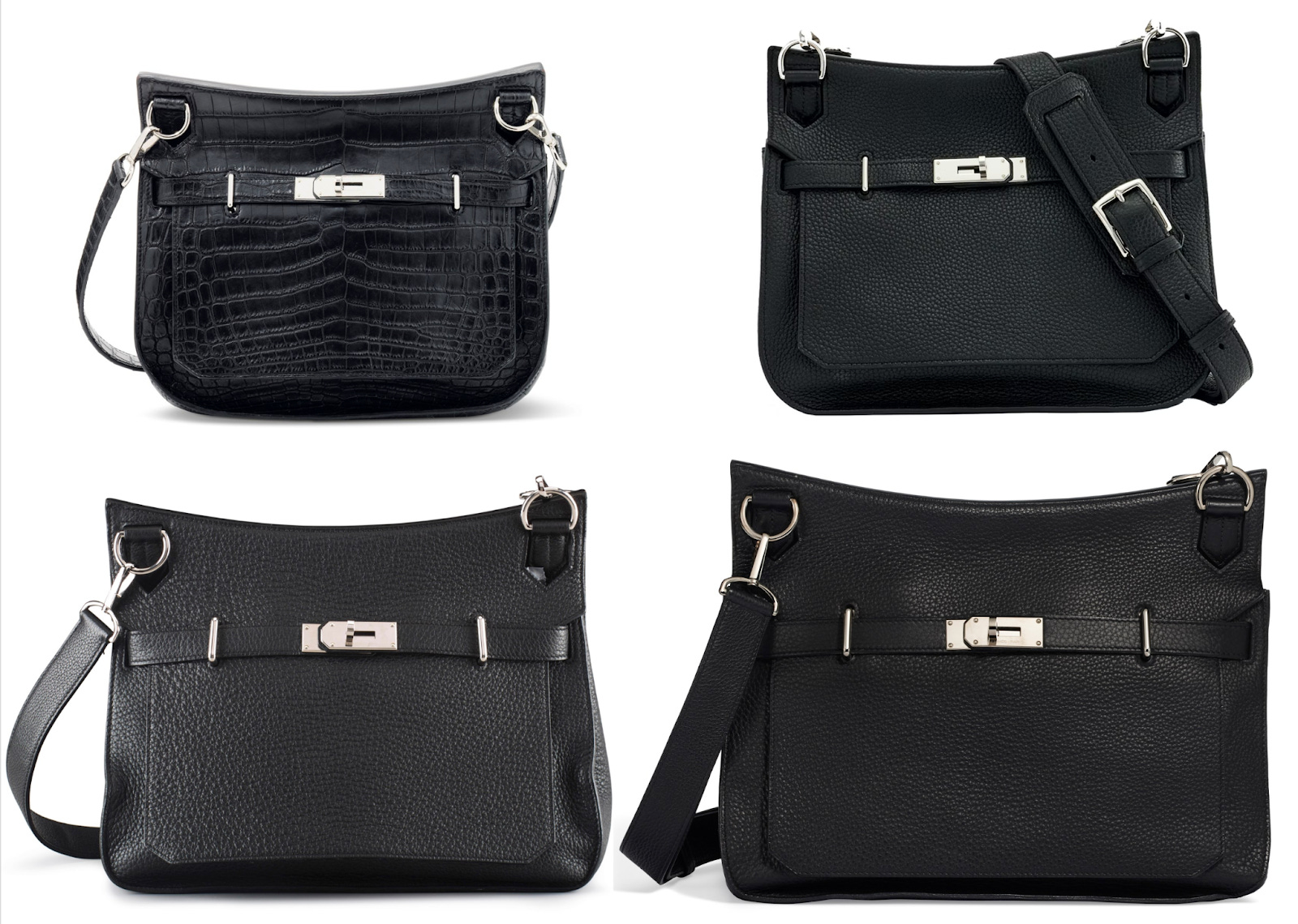 Hermes Touch Kelly Handbag Black Clemence with Black Matte Porosus  Crocodile and Gold Hardware 32 Black 1566411