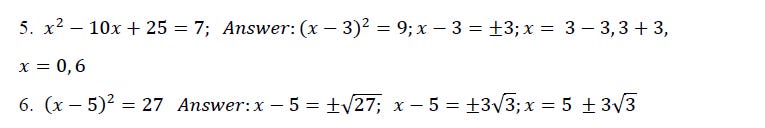 QE 1 and 2 Traditional Math: Quadratic Equations and Square Root Method