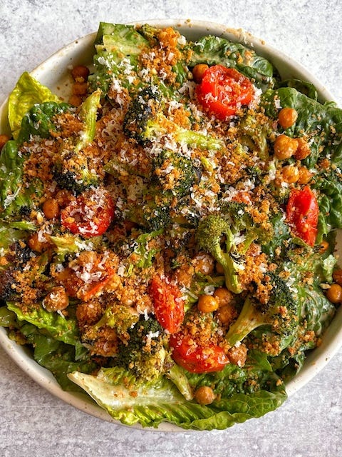 Little Gem Caesar Salad with Panko Breadcrumbs