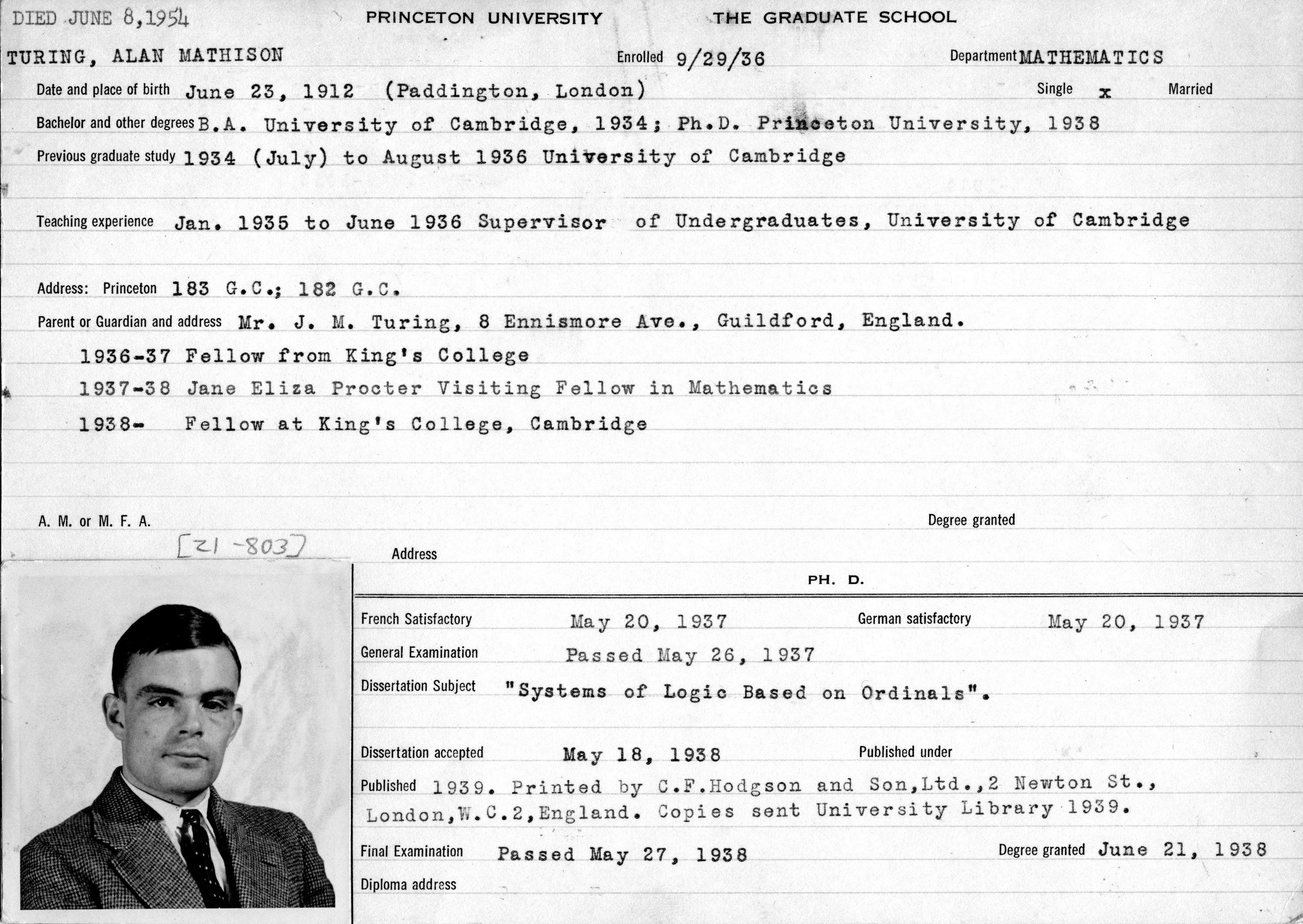 Alan Turing  Biography, Facts, Computer, Machine, Education