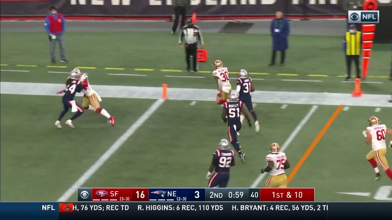 San Francisco 49ers 33-6 New England Patriots: Jeff Wilson scores