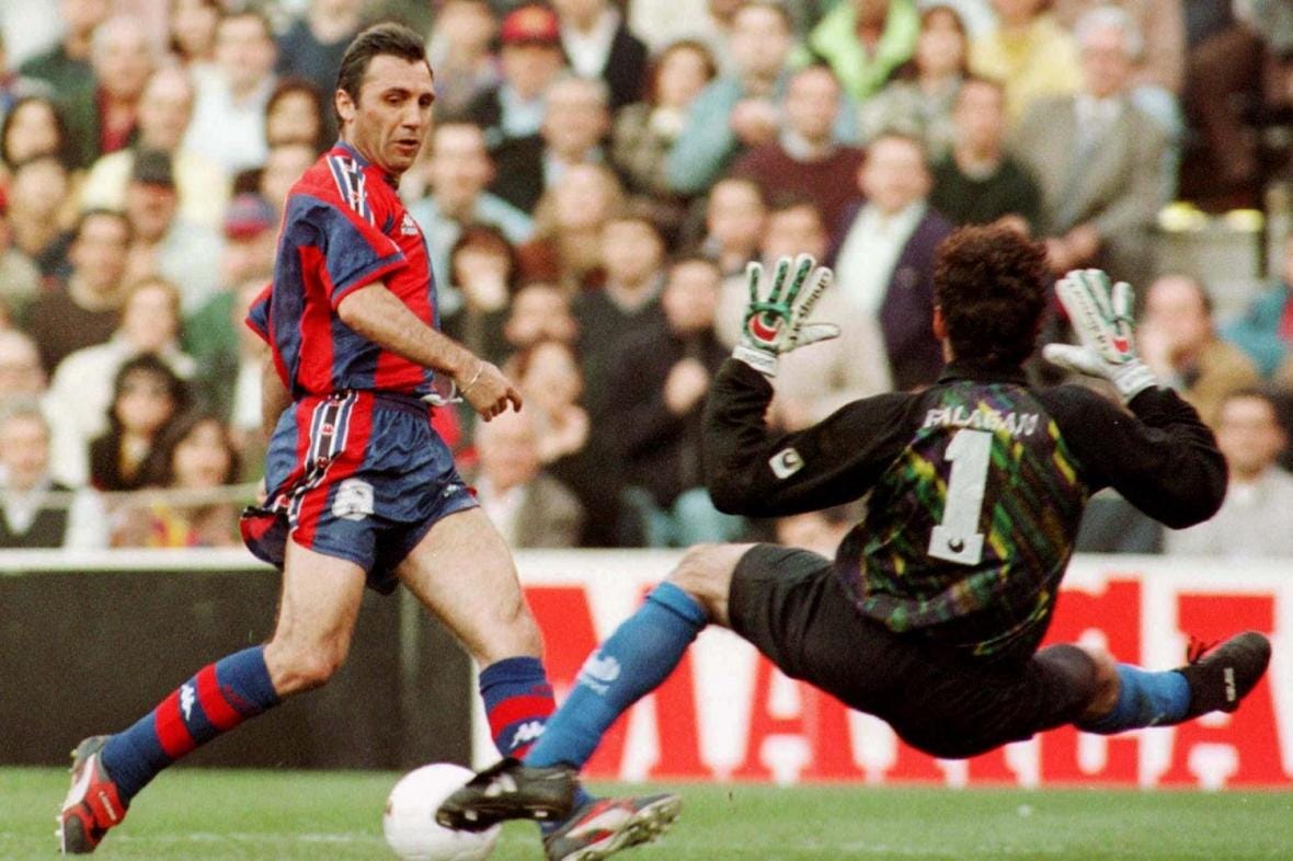 Hristo Stoichkov controls the ball during the third edition of the