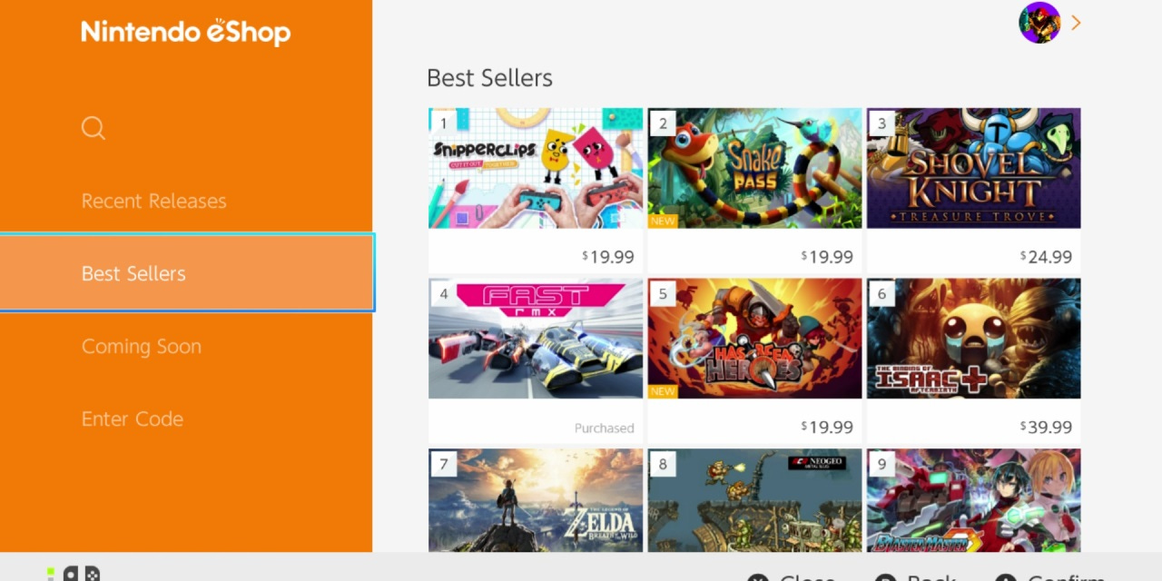 Nintendo eShop charts, Nintendo eShop