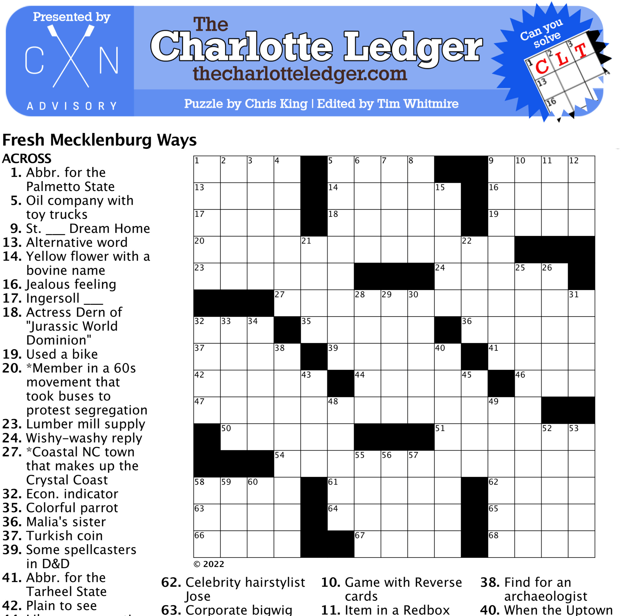 Charlotte Ledger Crosswords - The Charlotte Ledger