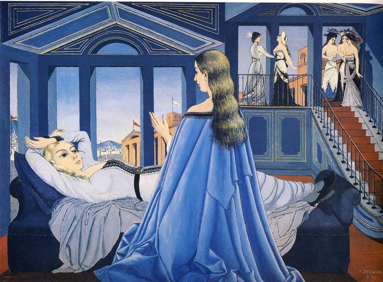 Passion for Paintings - Paul Delvaux - The Tunnel, 1978 Paul Delvaux    #passionforpaintings #surrealism