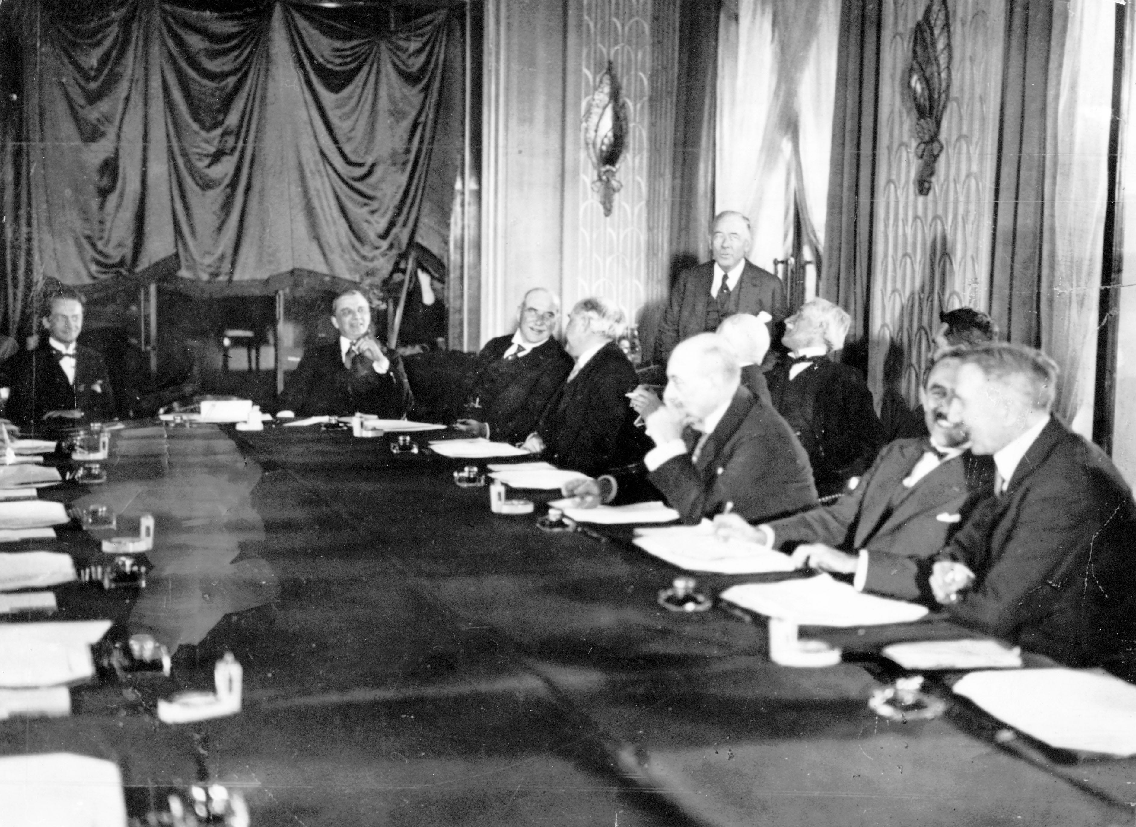 Hjalmar Schacht in his office in the Reichsbank. He was Minister