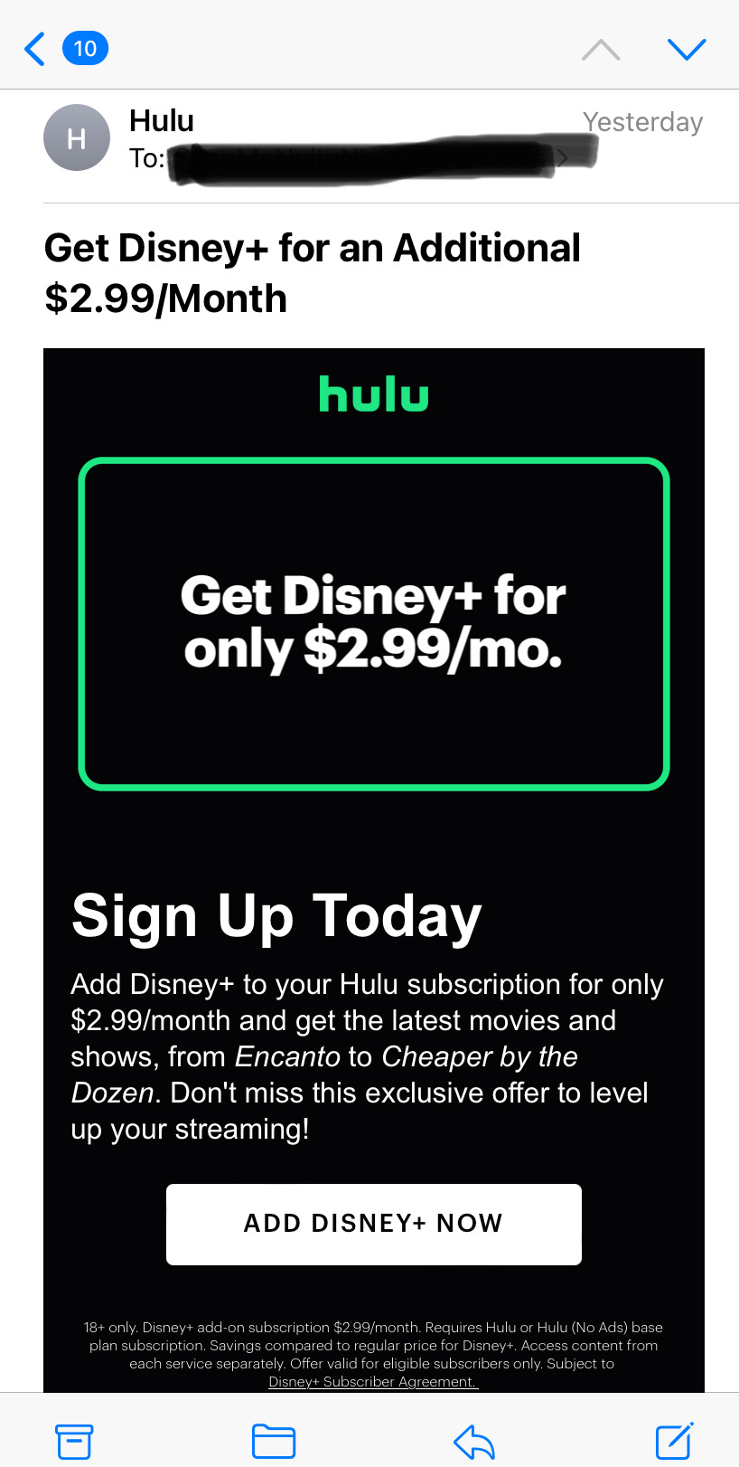 DISNEY+ heavily discounts price for HULU subs to drive US growth