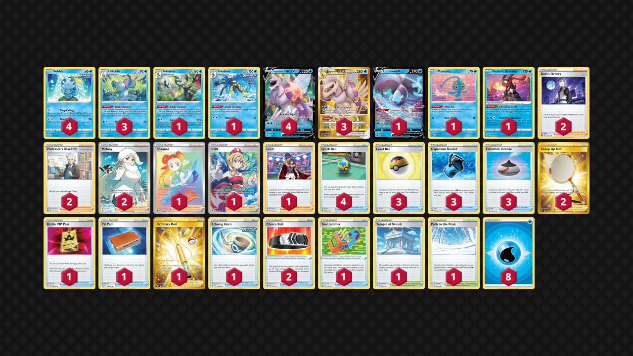 Astral Radiance Online Deck Palkia Vstar Inteleon Radiant Greninja Pokemon  TCGO