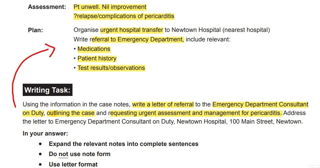 OET Writing Case Notes: Converting Case Notes into Sentences