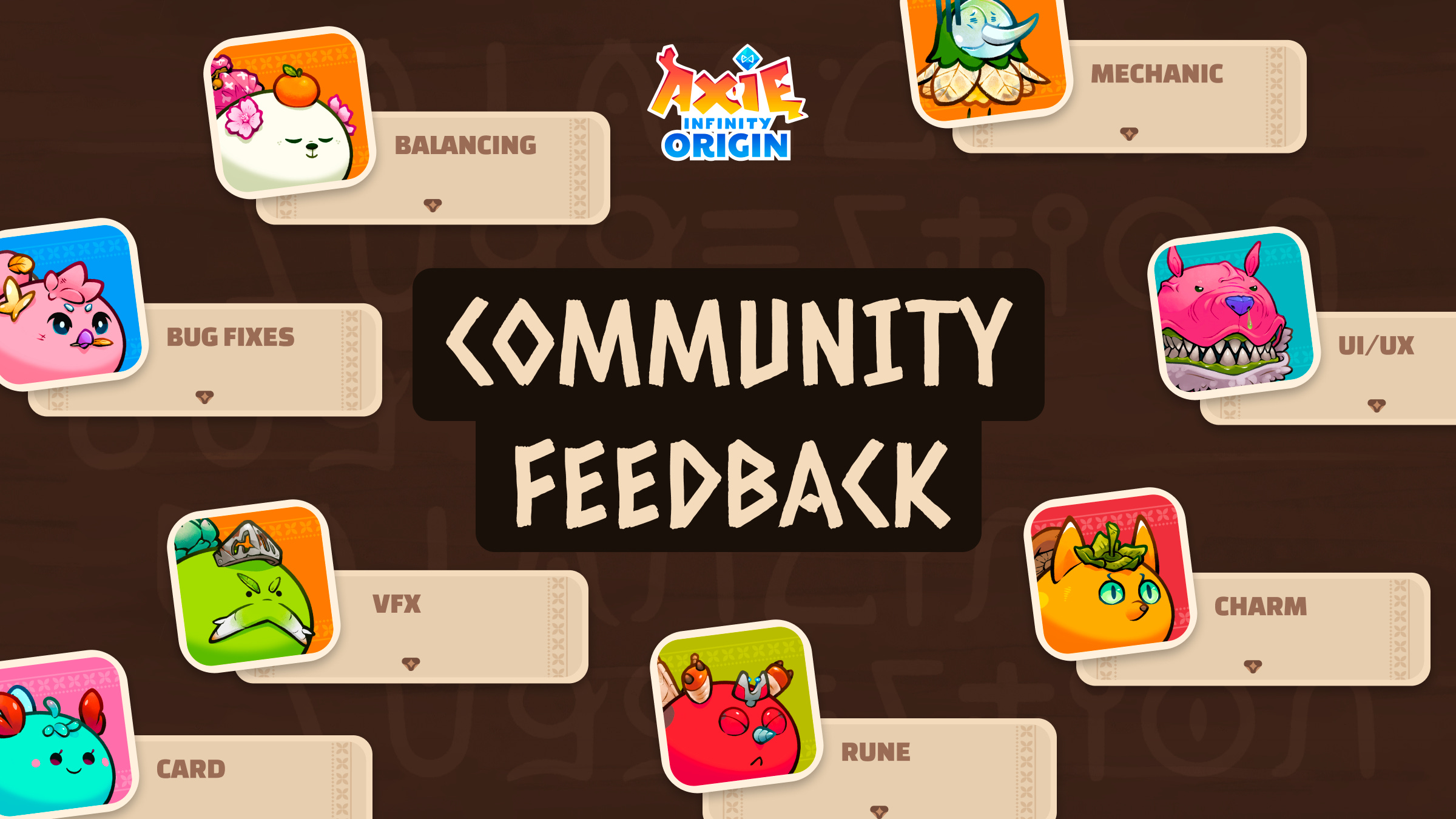 Community Feedback: Sự phản hồi của cộng đồng là rất quan trọng đối với Axie Infinity, và chúng tôi sẵn sàng lắng nghe mọi ý kiến đóng góp. Xem hình ảnh để thấy một số phản hồi tích cực từ cộng đồng và cảm nhận được cách Axie Infinity đang phát triển để đáp ứng nhu cầu của người chơi.