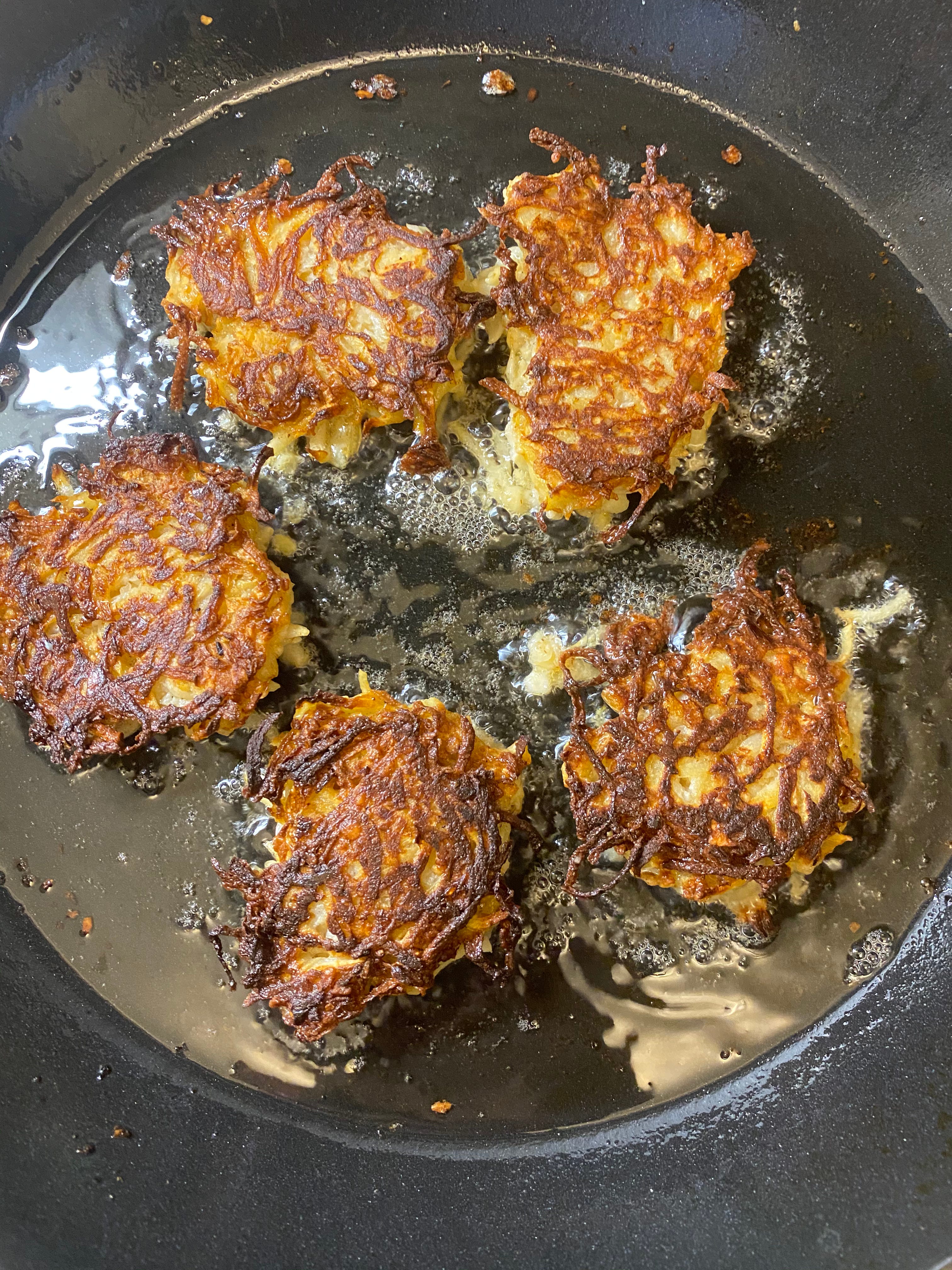 My wife deep fried some potato pancakes and I think it burned off