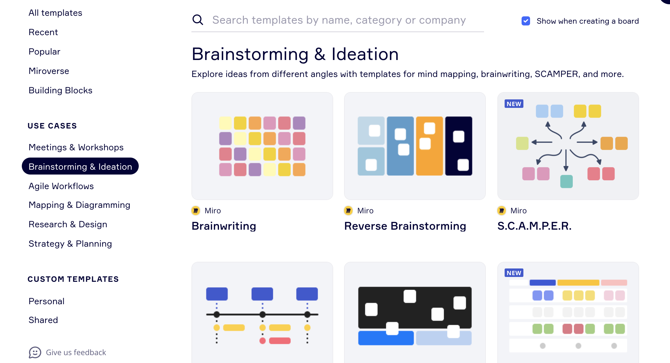 Think Links icebreakers a Miro board template that you can use