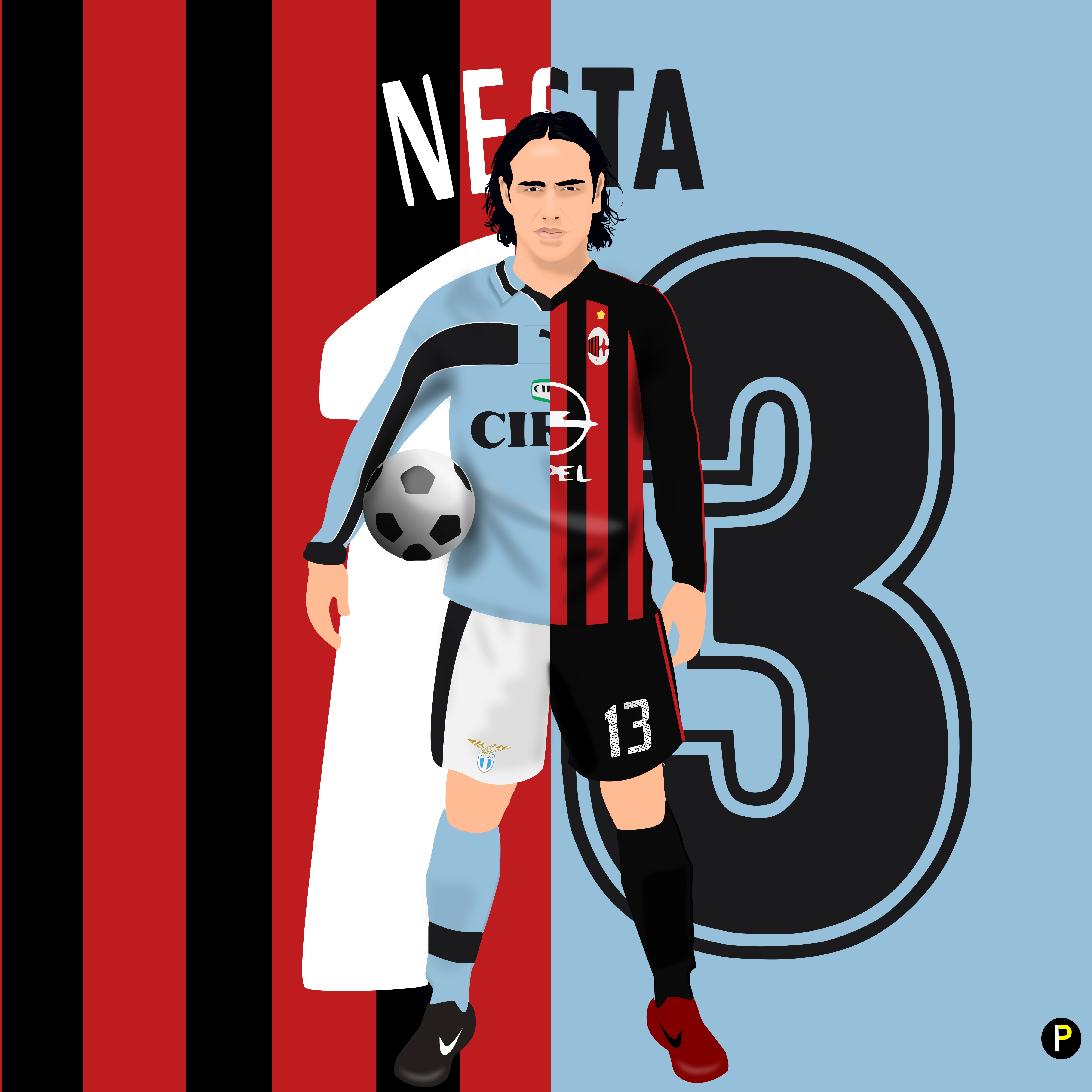  Alessandro Nesta Art Panel Art Poster Decor AC Milan Football  efootball FIFA Graphic Art 1020 ((XL(600x600mm)) : Home & Kitchen