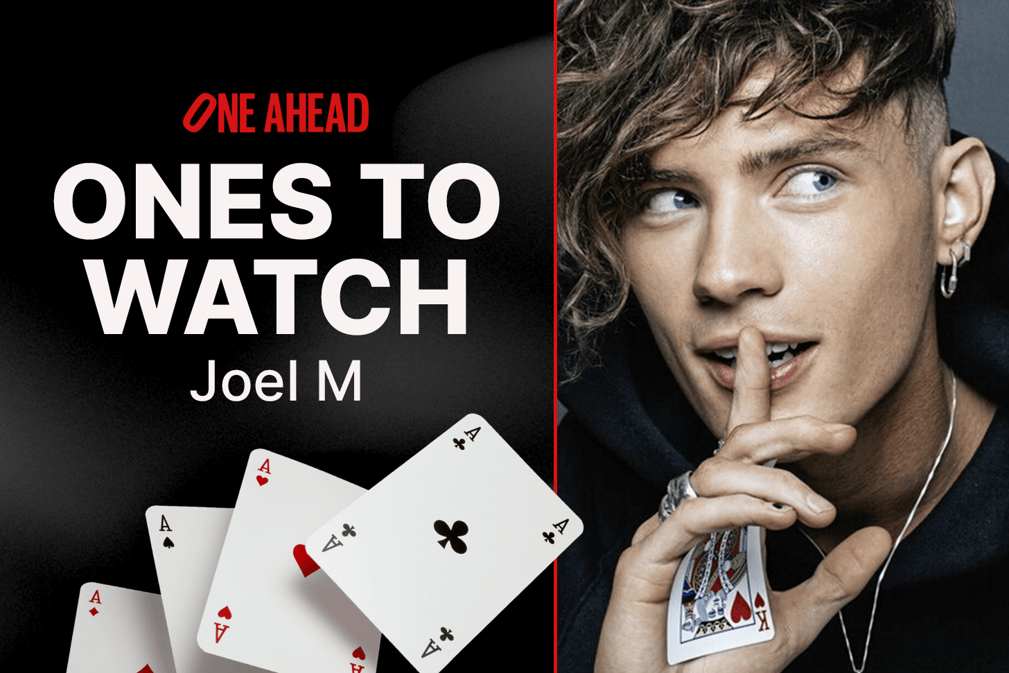 Headshot photo of irish magician and blue peter presenter Joel M holding playing card