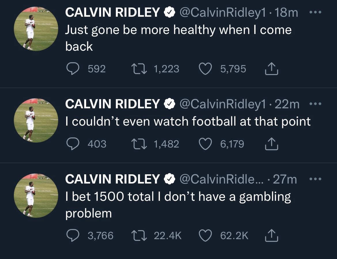 Calvin Ridley salary: $1,500 in bets could cost him $11 million in salary -  MarketWatch