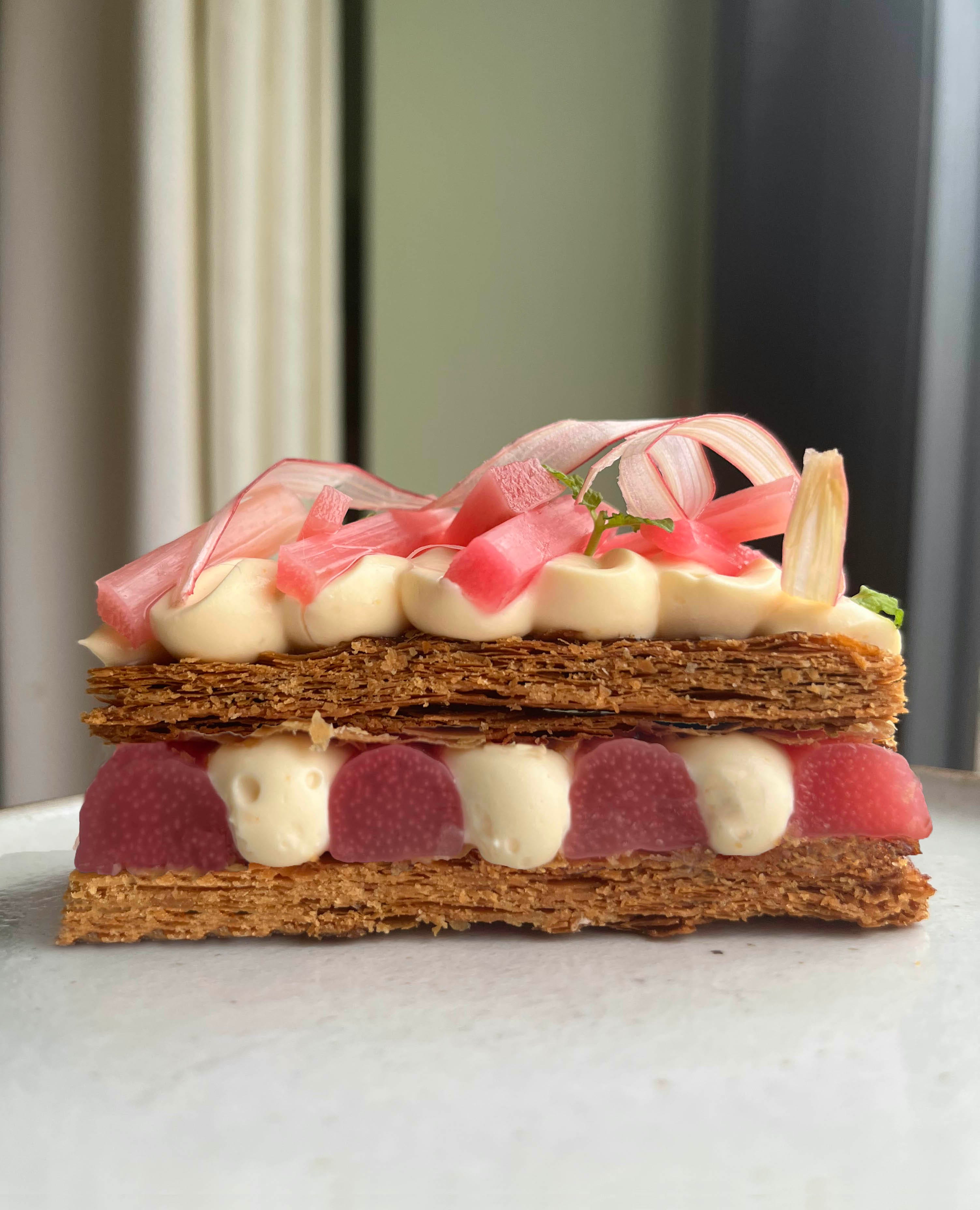 Mille-feuille is a three layers of French pastry dipped in vanilla