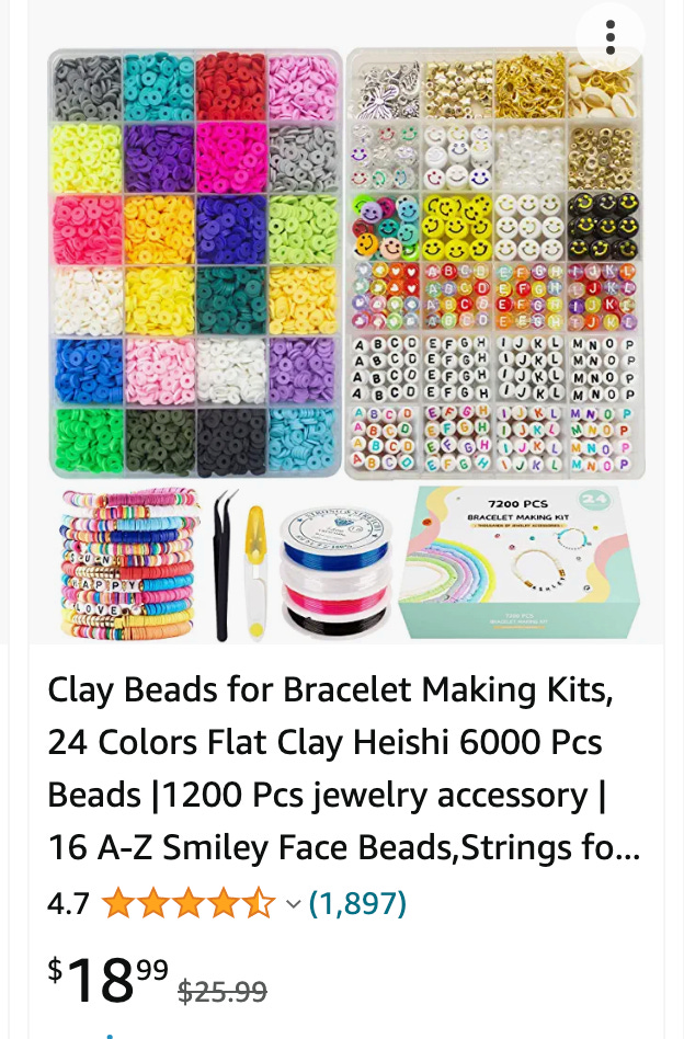 Beads for Bracelet Making Kits, 24 Colors Flat Clay Heishi 6000 Pcs Beads  1200 Pcs Jewelry Accessory 