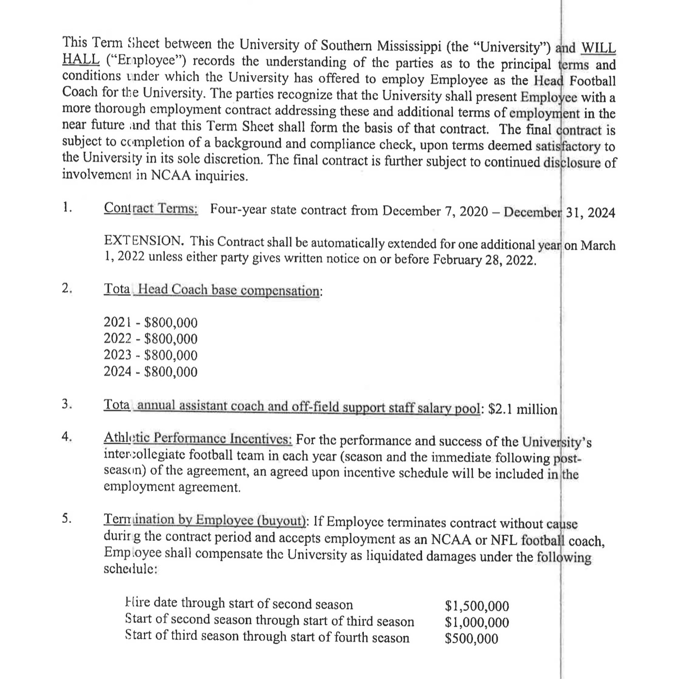 Contract Details for Will Hall at Southern Miss