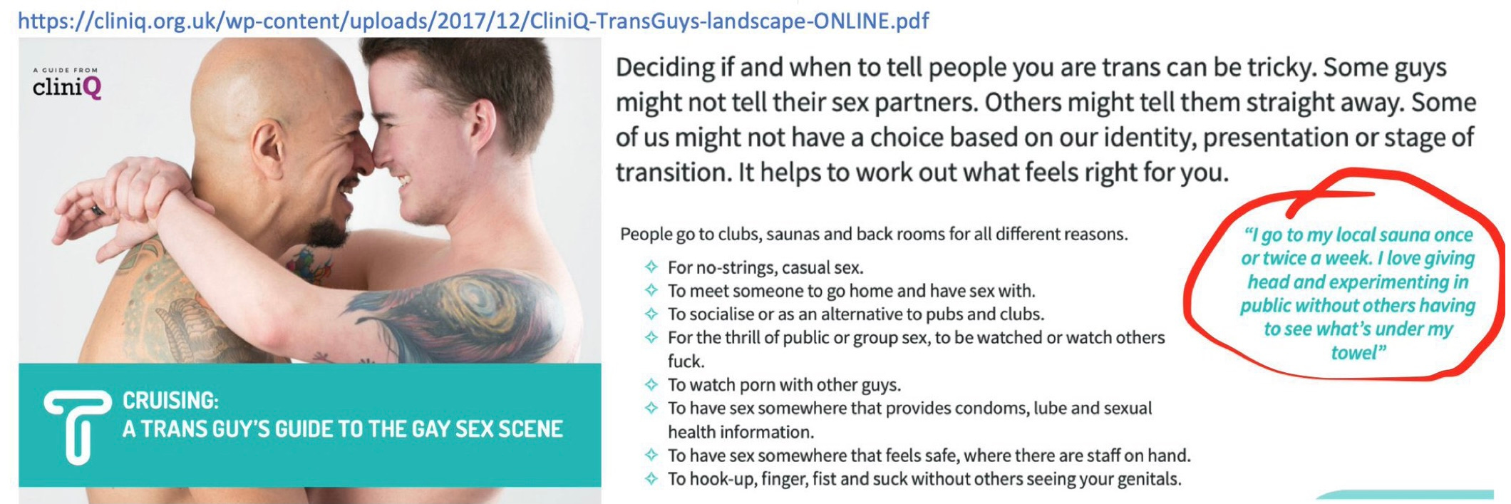 Stonewall Partner “CliniQ” Promotes Rape of Gay Men