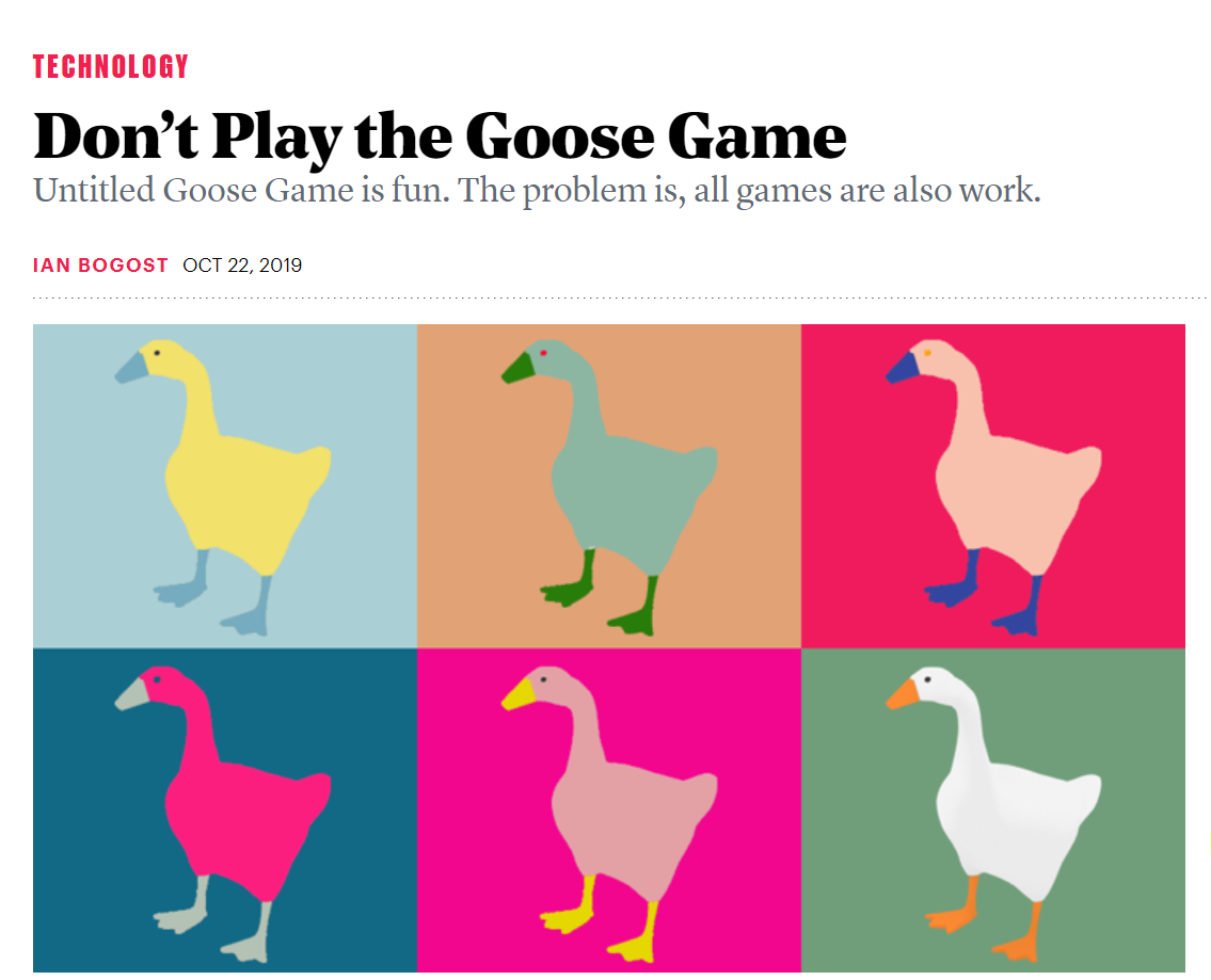 You don't play Untitled Goose Game; you perform it