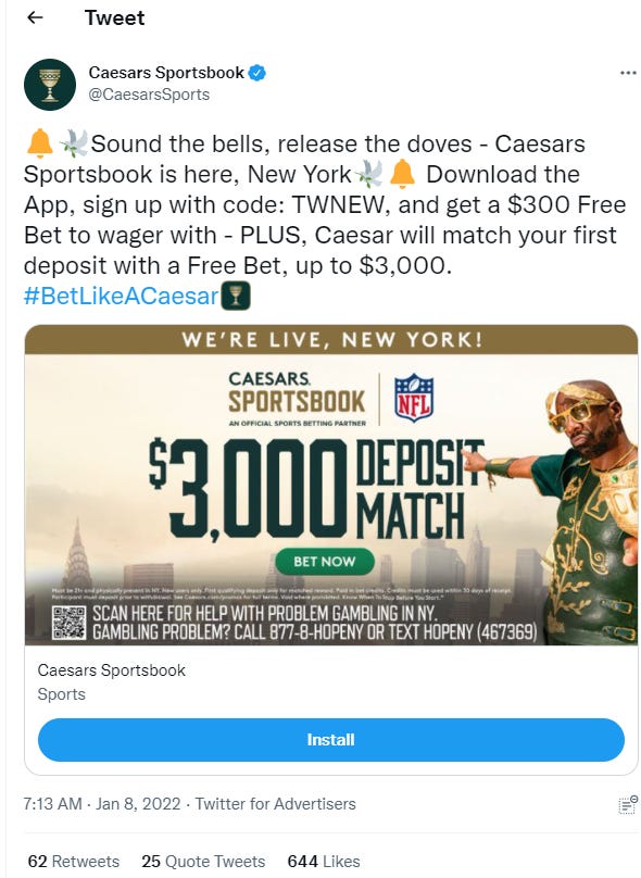 Caesars Sportsbook to cut back spending on advertising