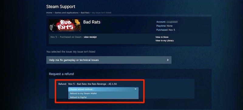Steam refunds problem. 