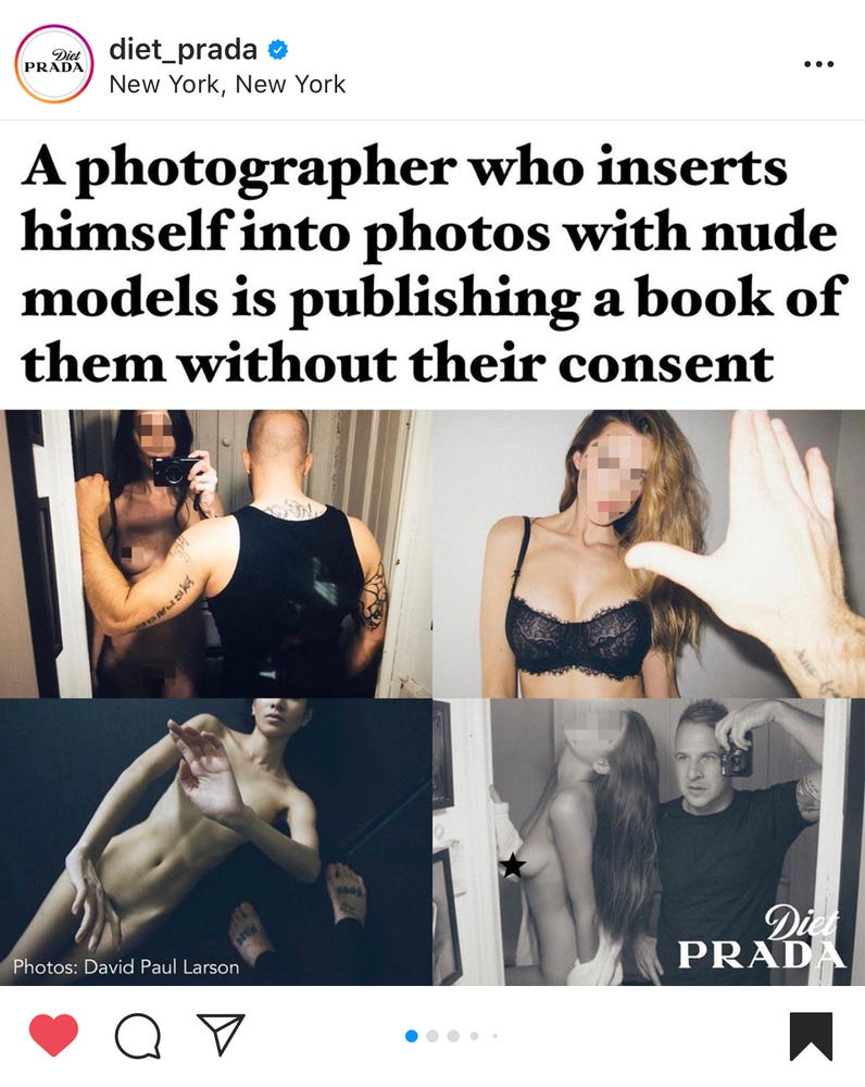 MODEL PERSPECTIVE Diet Prada Blasts Photographer Selling Book Of  Models’ Nudes Without Consent