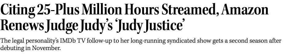 Judy Justice' Renewed for Season 2 at IMDb TV