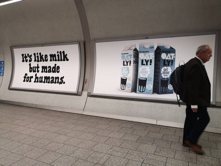 Oatly Offers Free Ad Space to Dairy Companies