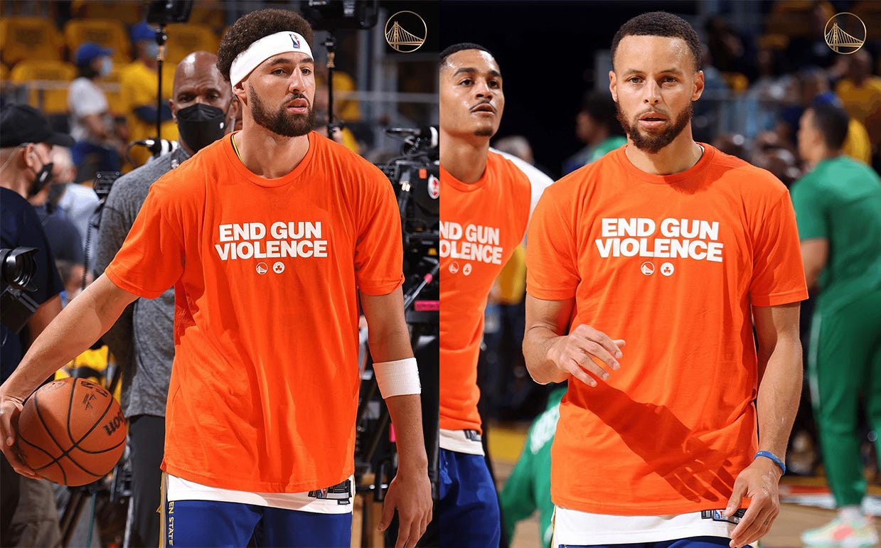 NBA Finals: Celtics, Warriors wear 'End Gun Violence' shirts